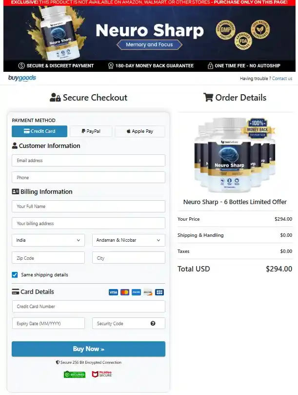 Neuro Sharp Order Page